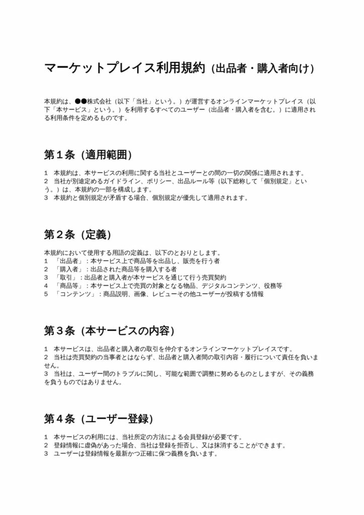 マーケットプレイス利用規約（出品者・購入者向け）