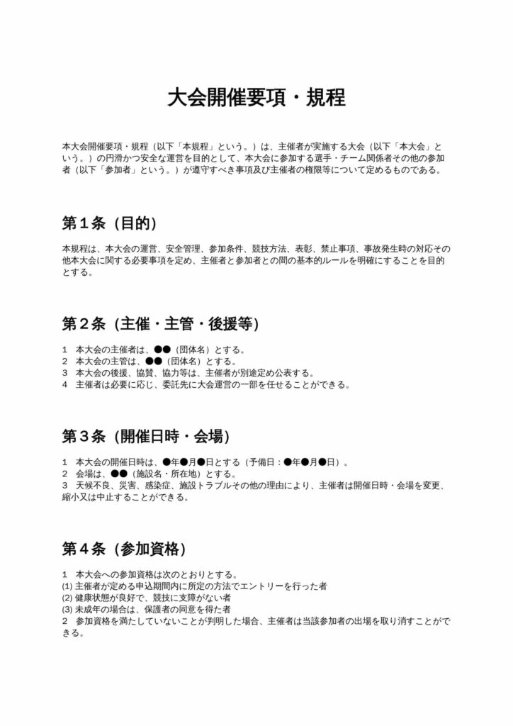 大会開催要項・規程