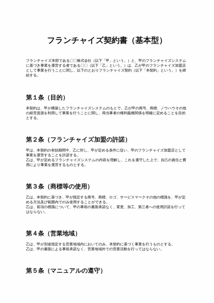 フランチャイズ契約書（基本型）
