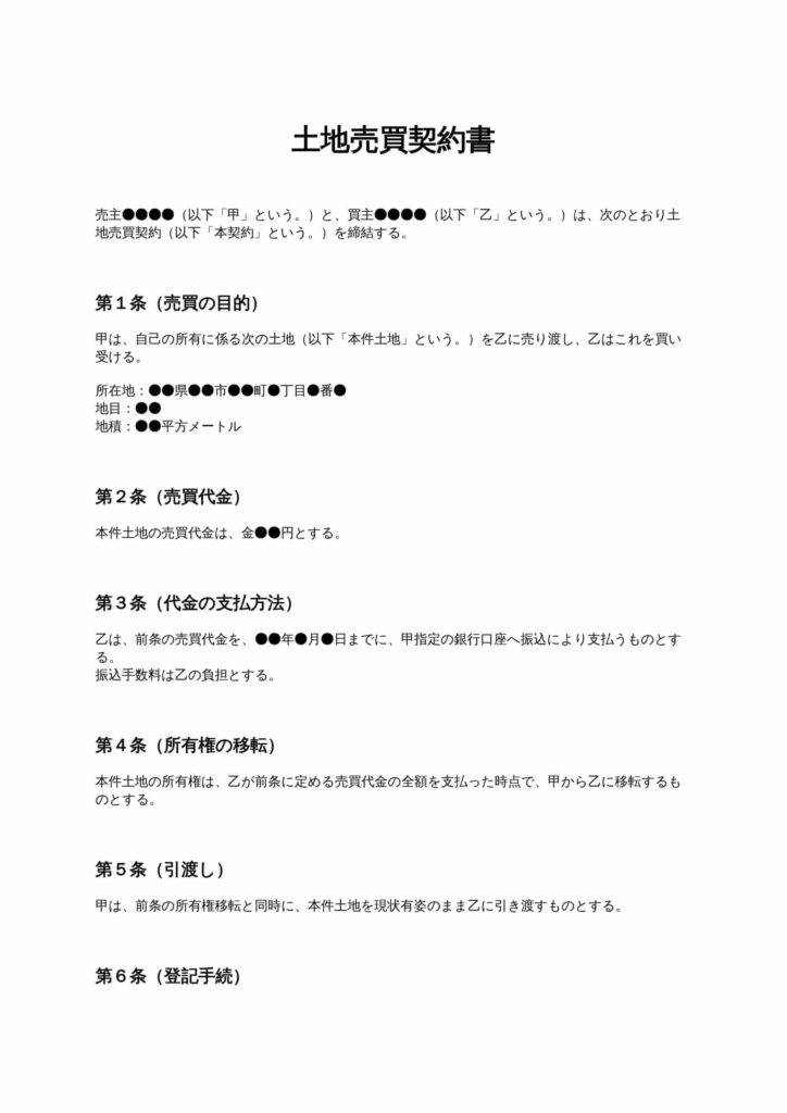 土地売買契約書