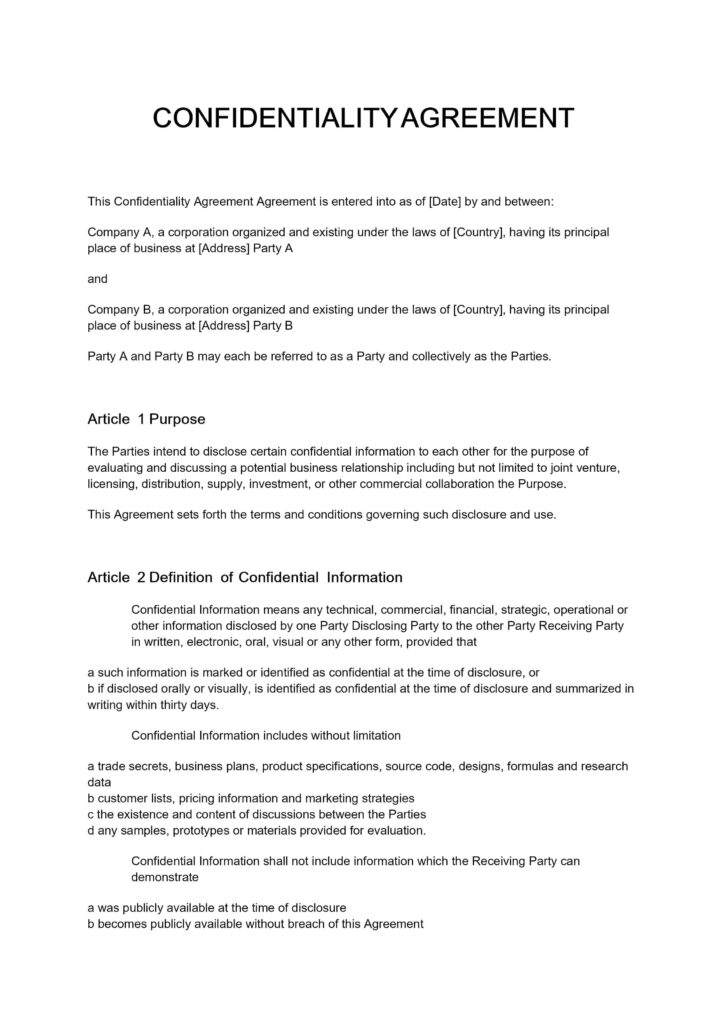 英文NDA（海外取引向け）