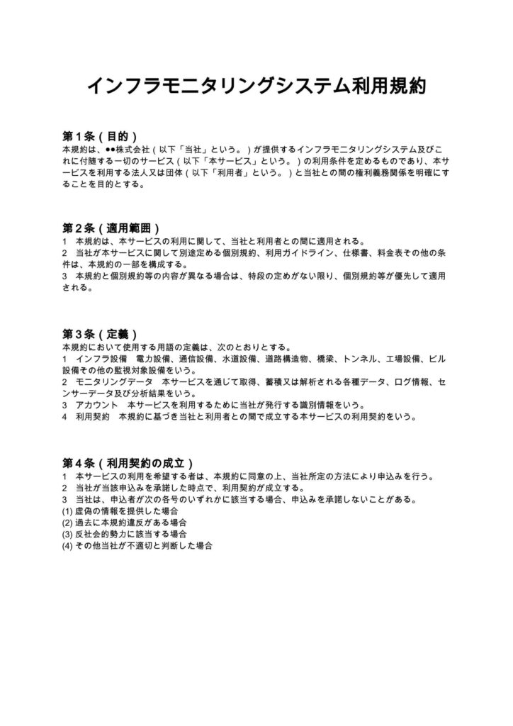 インフラモニタリングシステム利用規約