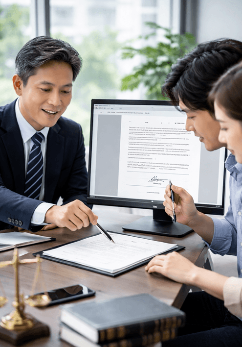 弁理士の顧客がログイン不要でそのまま電子契約できるイメージ