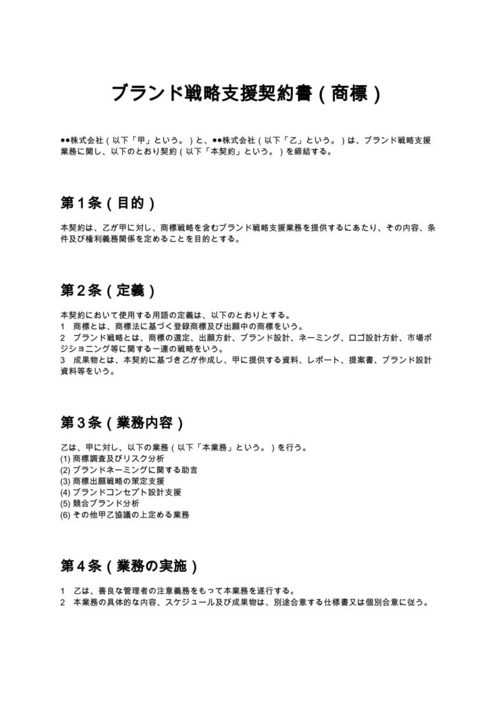 ブランド戦略支援契約書（商標）
