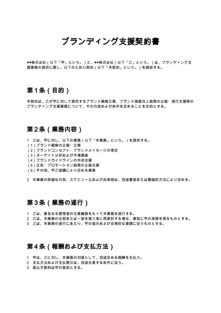 ブランディング支援契約書