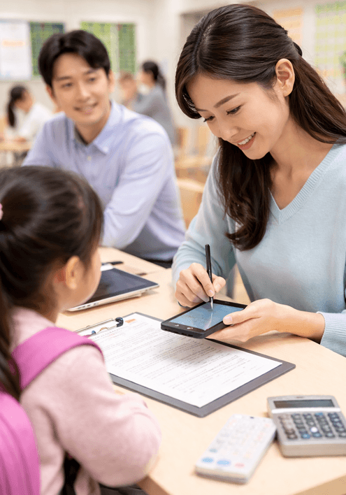 保護者はログイン不要でかんたんに署名できる