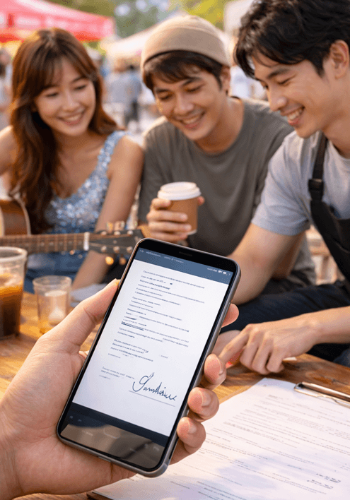 出演者・出展者・スタッフとの契約をオンラインで完結できる