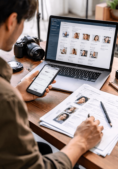 モデルリリースや利用許諾の管理をまとめて行える