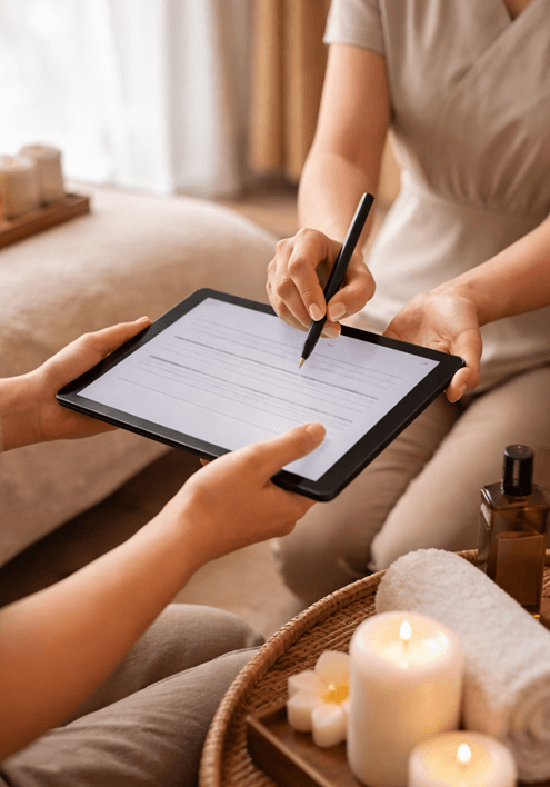 施術前の同意書をその場で対応できる