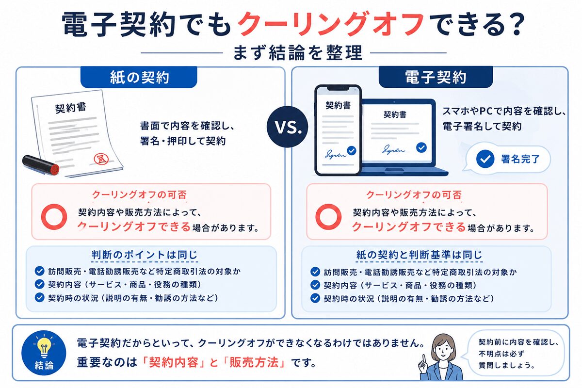 電子契約でもクーリングオフできる?まず結論を整理