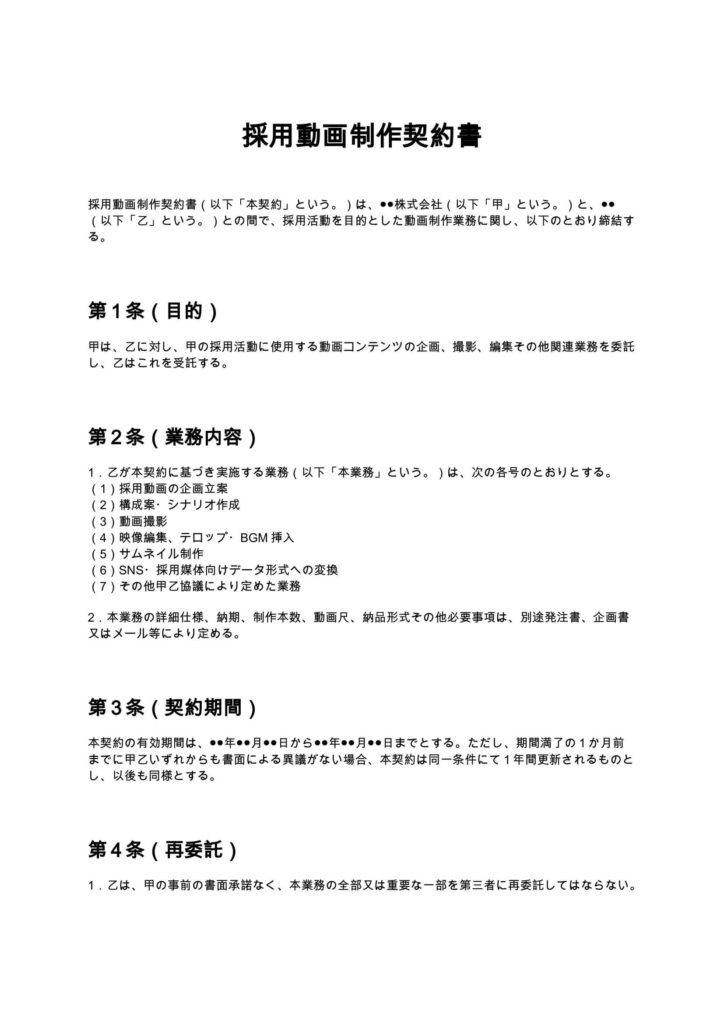 採用動画制作契約書