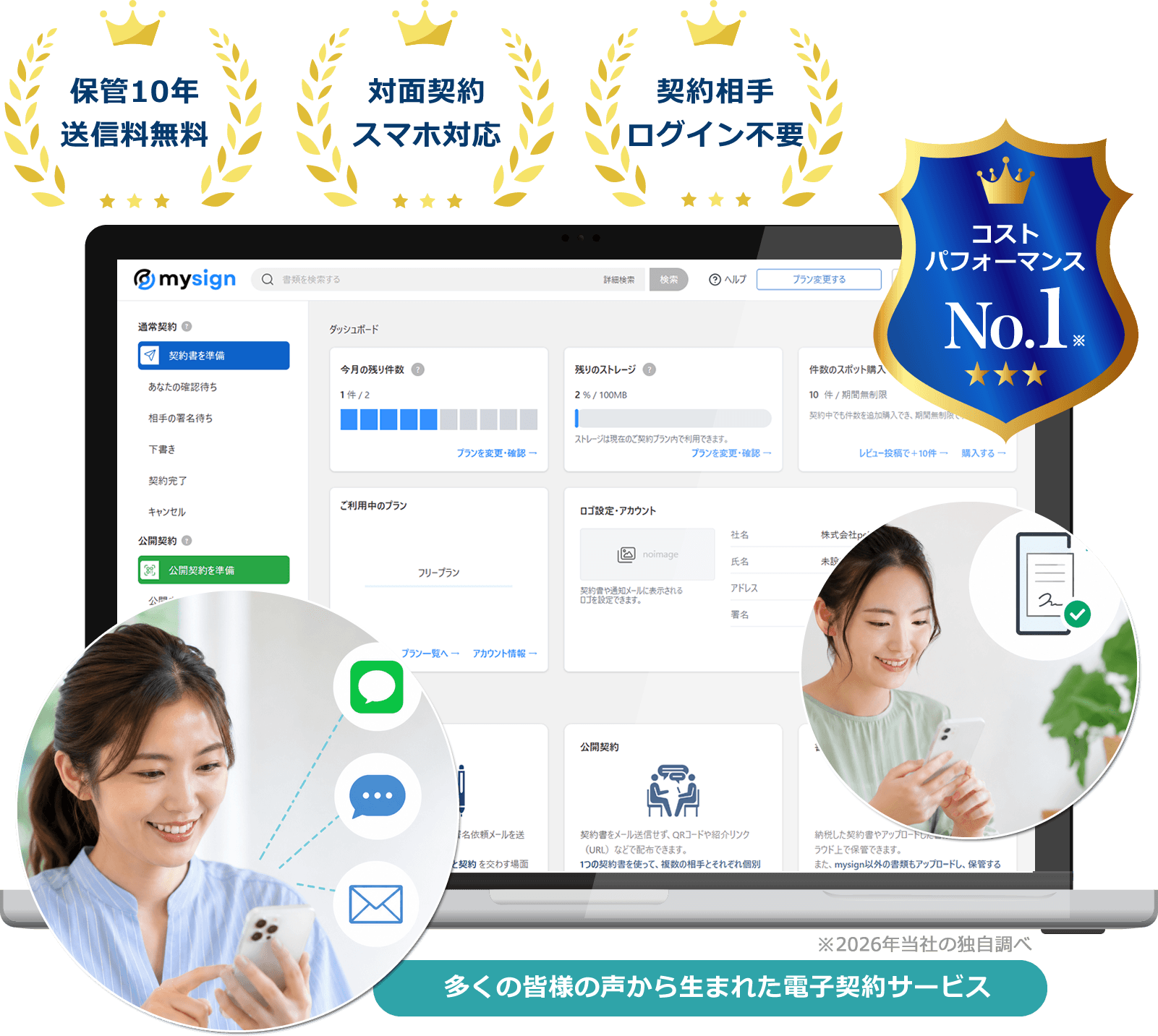 スマートフォン対応（iPhone・Android）電子契約サービス