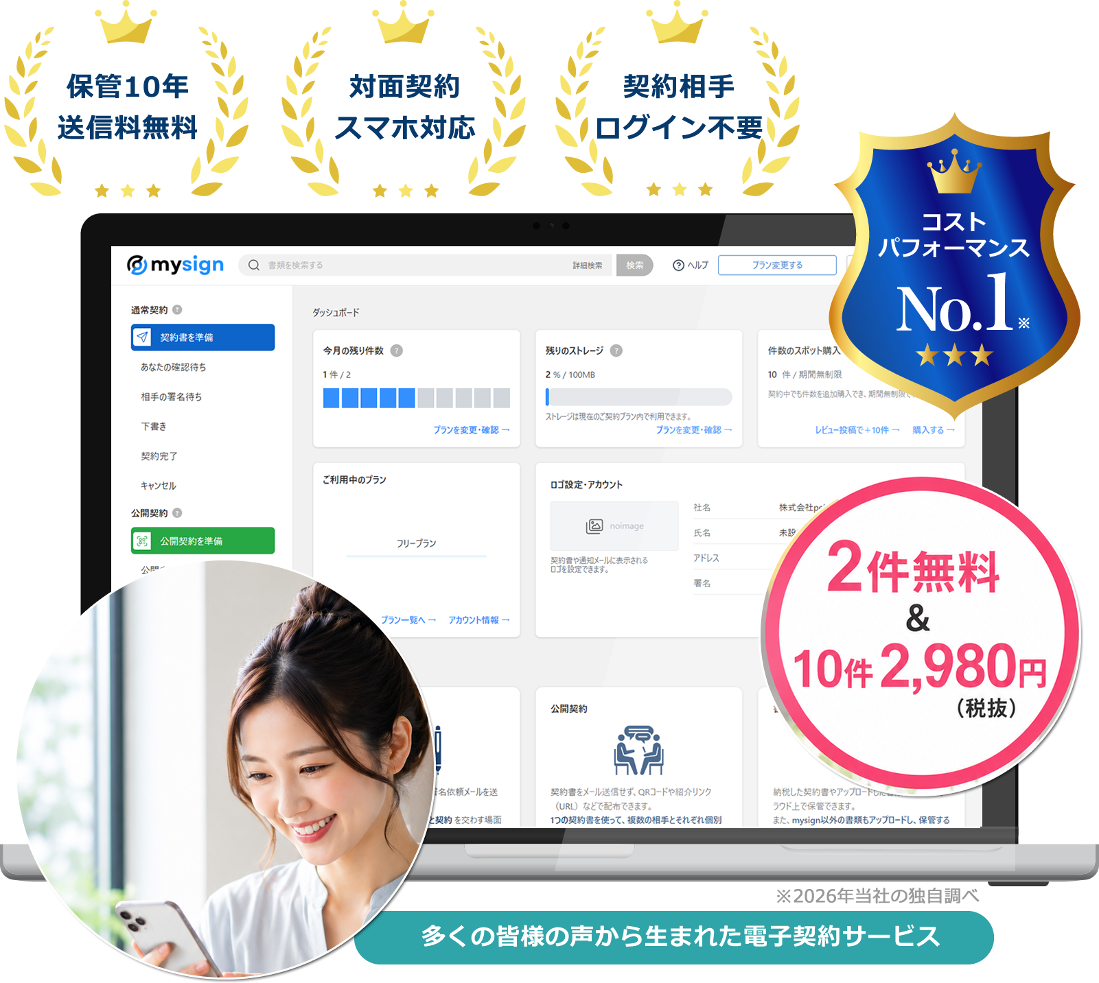 都度払い・スポット利用・月額なしで使える電子契約サービス