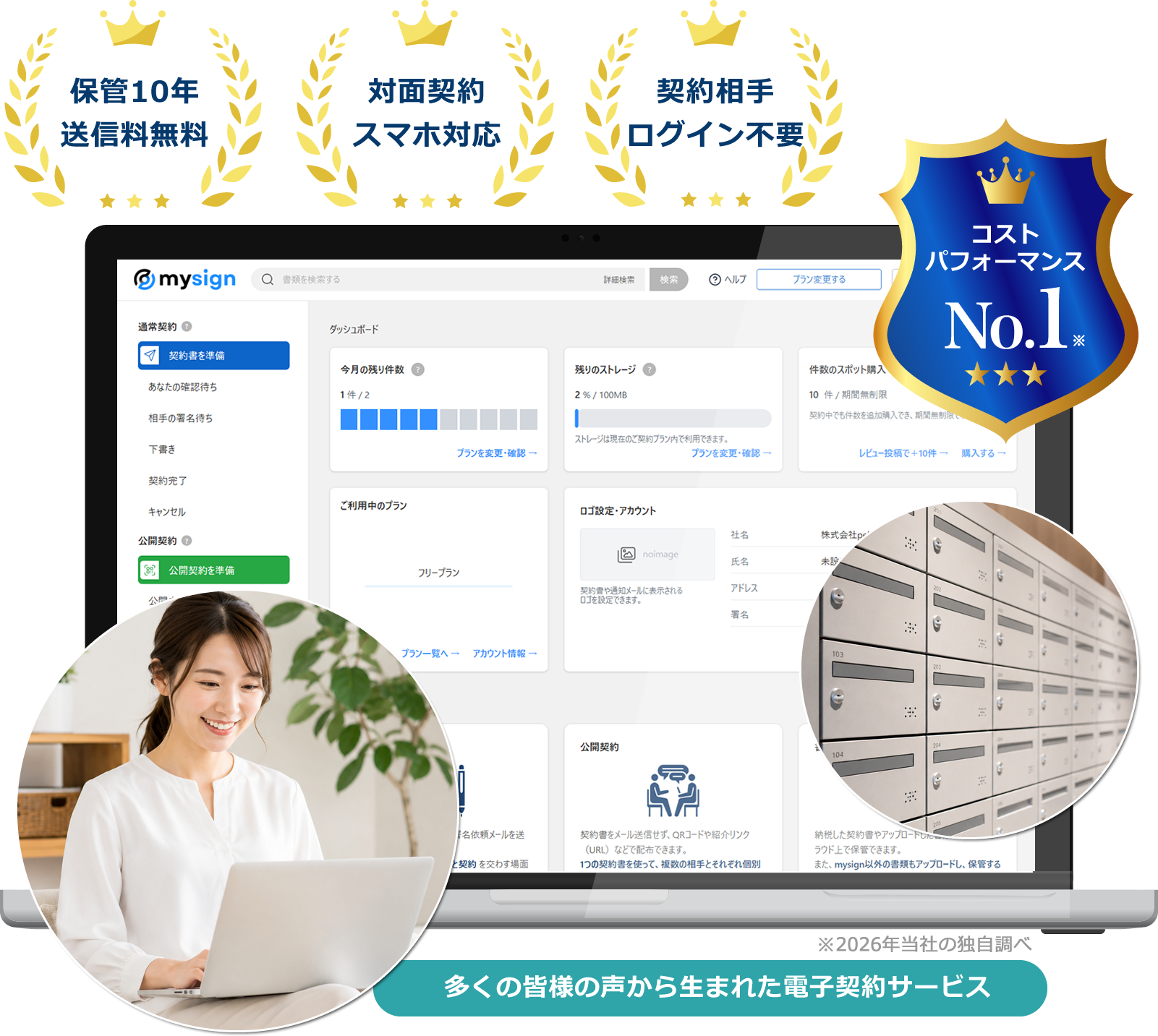 バーチャルオフィス向け電子契約サービス