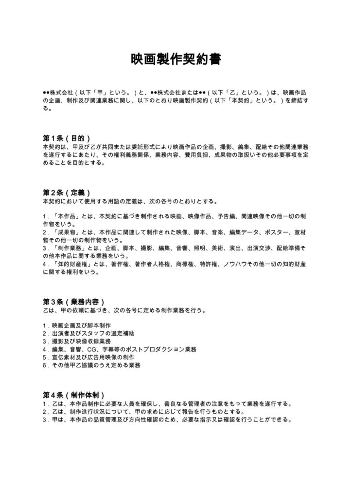 映画製作契約書