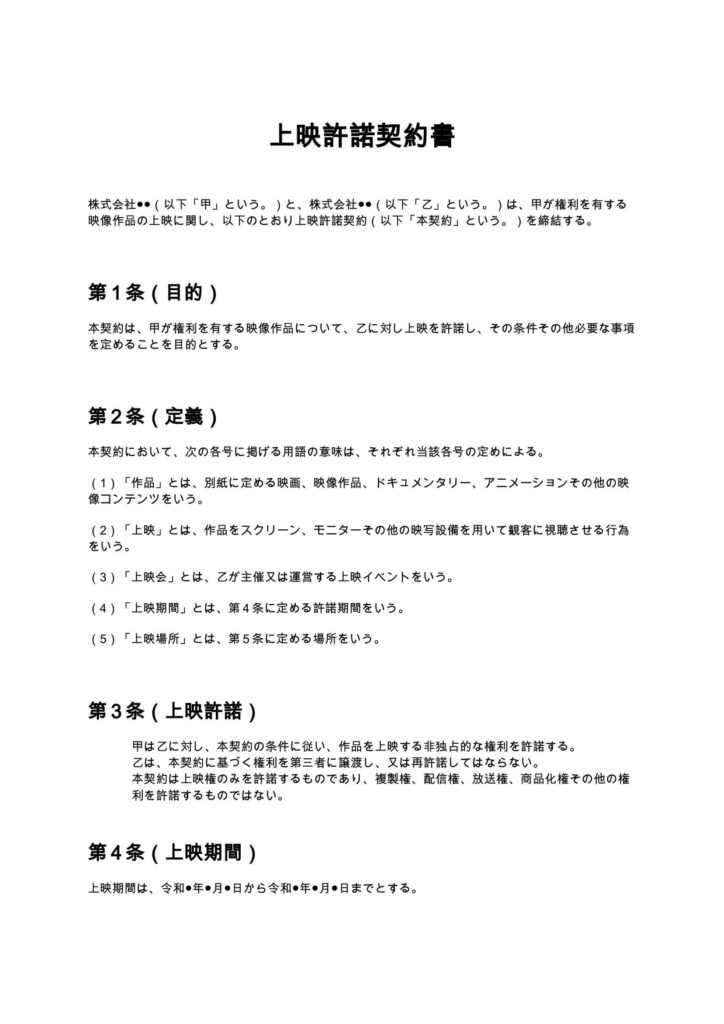 上映許諾契約書