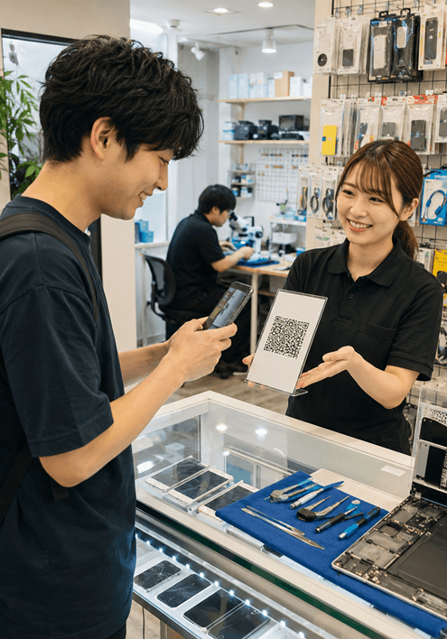 修理受付同意書をQRコードで案内できる