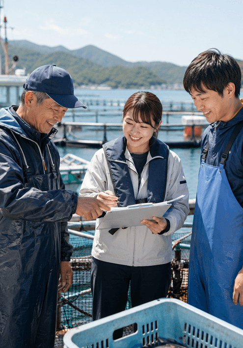 天候や海況、養殖魚の成育状況による数量や納期の変更を覚書として残せる