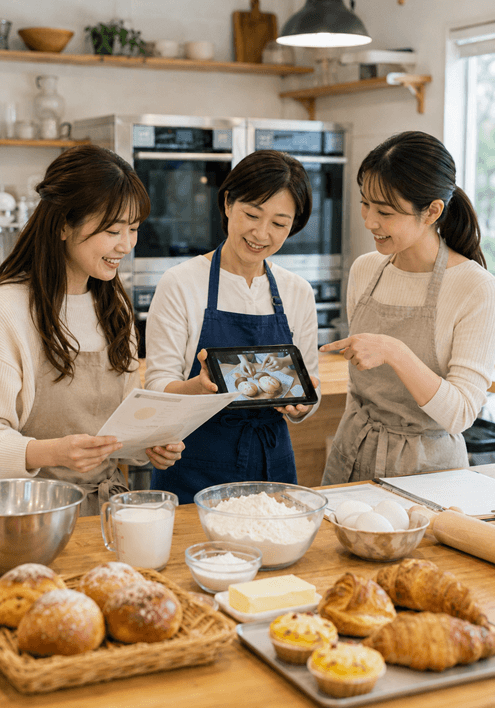 料理教室・お菓子教室・パン教室のレシピや動画教材の利用範囲を確認できる