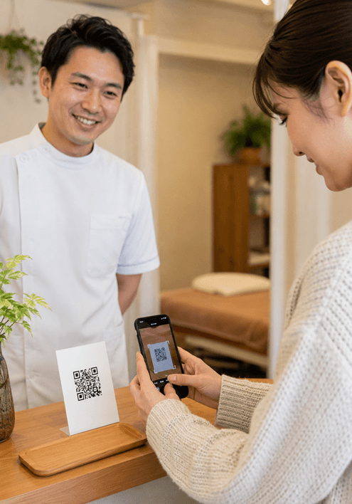 施術同意書をQRコードで案内できる