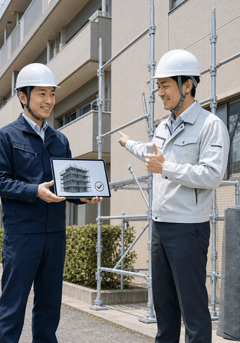 現地調査後の足場仕様と施工金額を確認できる