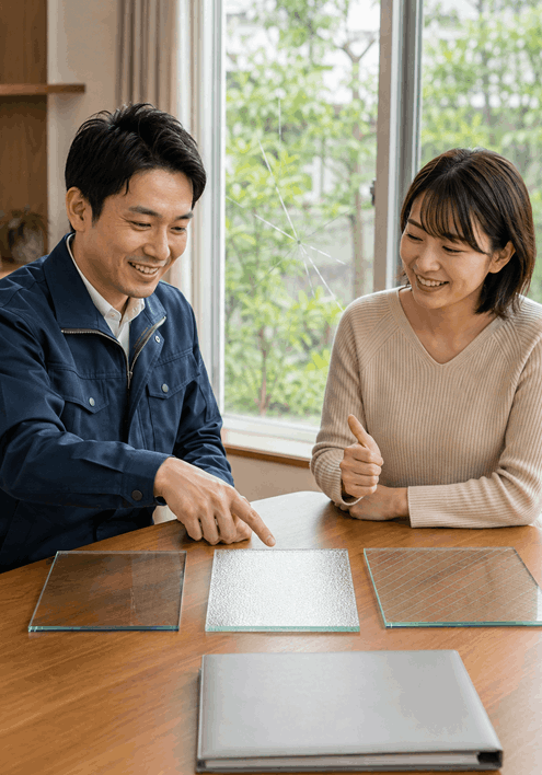 作業前にガラスの仕様と料金を確認してもらえる