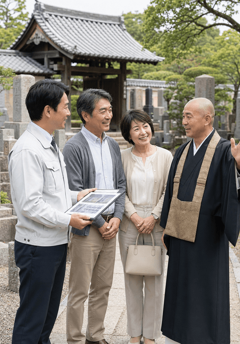 霊園や寺院ごとの墓石工事条件を施主と共有できる