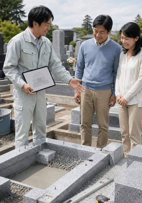墓石工事の追加作業や仕様変更を施主との合意として残せ