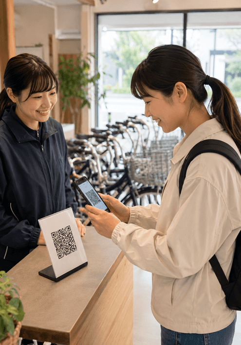 レンタル・貸出時の利用条件をQRコードから確認できる