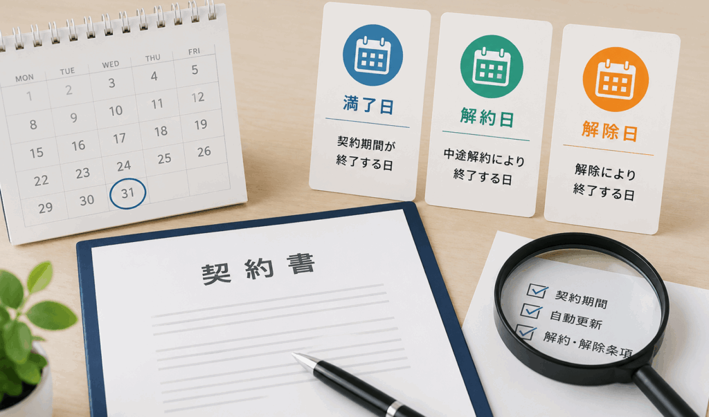 契約終了日を確認する方法｜満了日・解約日・解除日の違い