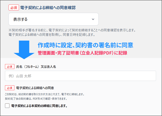 電子契約による締結への同意確認