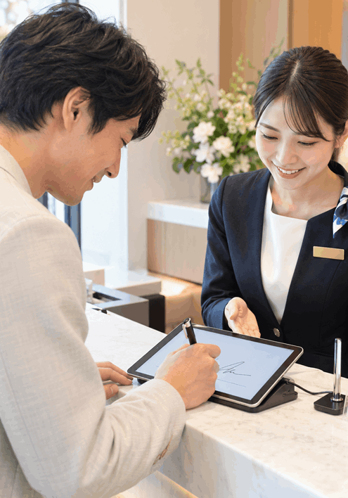 スマートフォンやタブレットで手書きサインできる