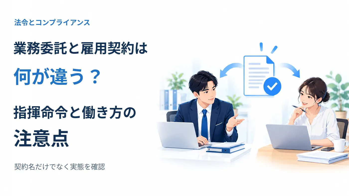 業務委託と雇用契約は何が違うかを指揮命令と働き方から考える公式ブログのアイキャッチ